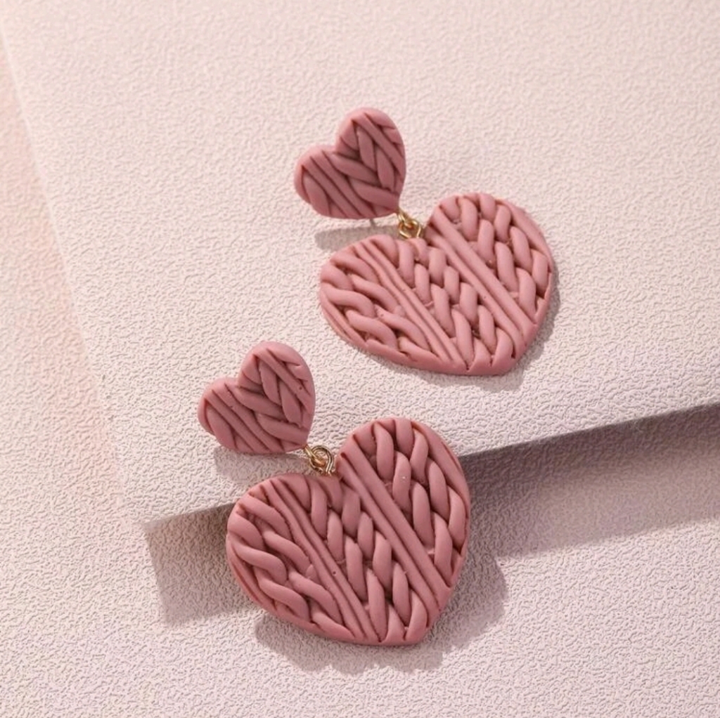 Modcloth Clay Braid Heart Earrings
